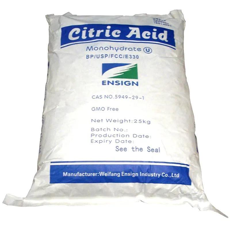 China Price Bp USP FCC Ttca Citric Acid Monohydrate Anhydrous Ensign Food Grade Citric Acid